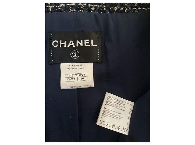 Chanel Tweed Jacket Blue and White Check Size 36 - view 3
