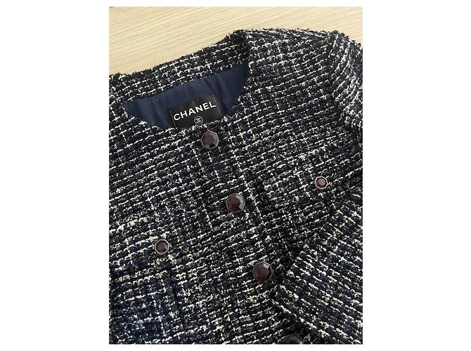 Chanel Tweed Jacket Blue and White Check Size 36 - view 4