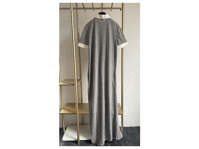 Abito lungo Loewe in lino grigio color-block - vista 2