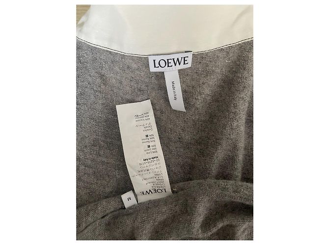 Abito lungo Loewe in lino grigio color-block - vista 3