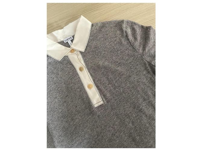 Abito lungo Loewe in lino grigio color-block - vista 4
