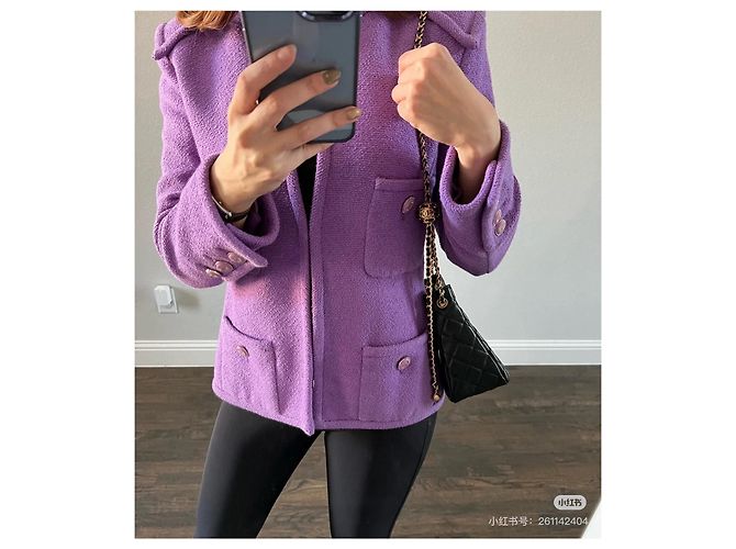 Chaqueta Chanel 20C de tweed morado - vista 5