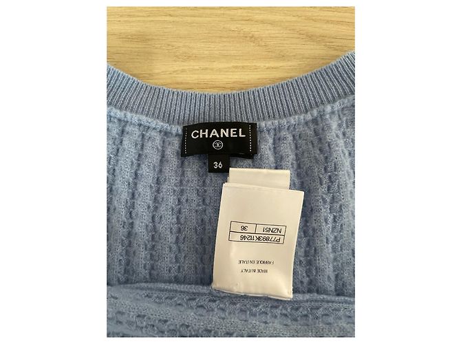 Chaleco corto Chanel 24B de lana azul - vista 3