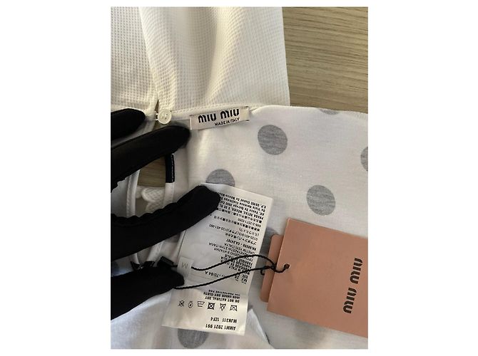 Top Miu Miu in seta a pois con colletto a bambola - vista 3