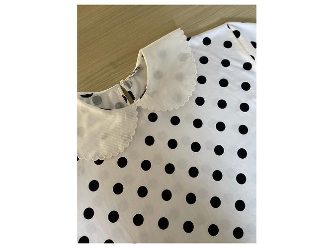 Top Miu Miu in seta a pois con colletto a bambola - vista 4