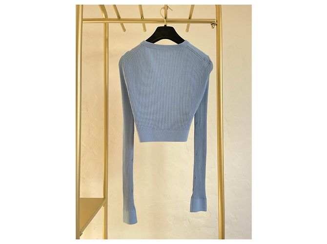 Miu Miu Kurzer Cardigan aus Wolle Blau - Ansicht 2