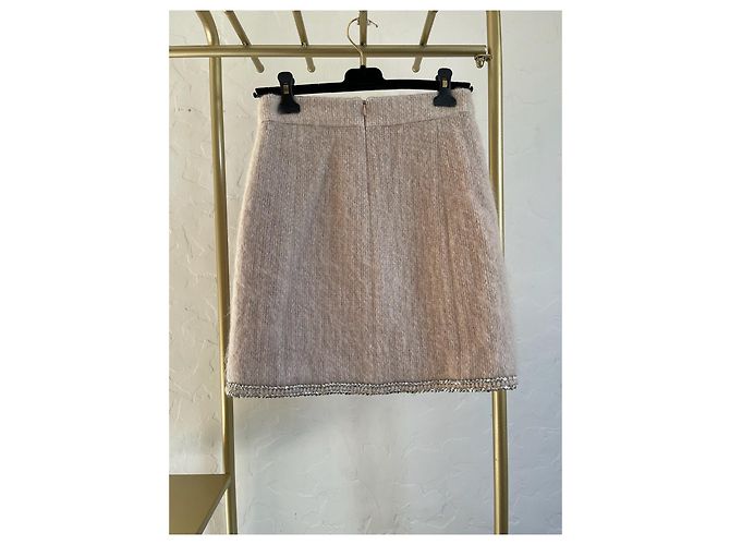 Saia Chanel 17K de tweed de mohair rosa - vista 2