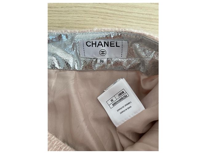 Saia Chanel 17K de tweed de mohair rosa - vista 3
