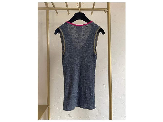Top Chanel in lana color-block con scollo a V - vista 2