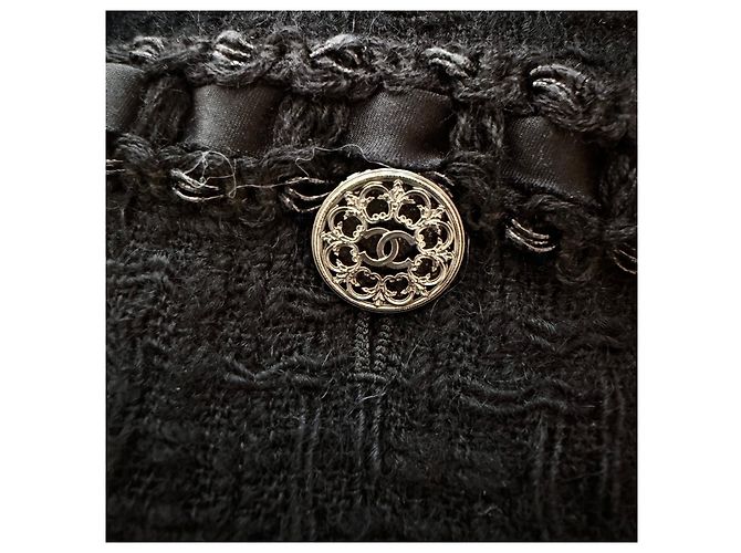 Chaqueta Chanel Rome de tweed negro - vista 5