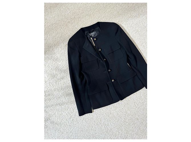 Chanel 93P Wollblazer Jacke Schwarz - Ansicht 3