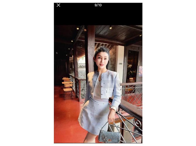 Miu Miu Jacke aus blauem Krepp mit Strass - Ansicht 6
