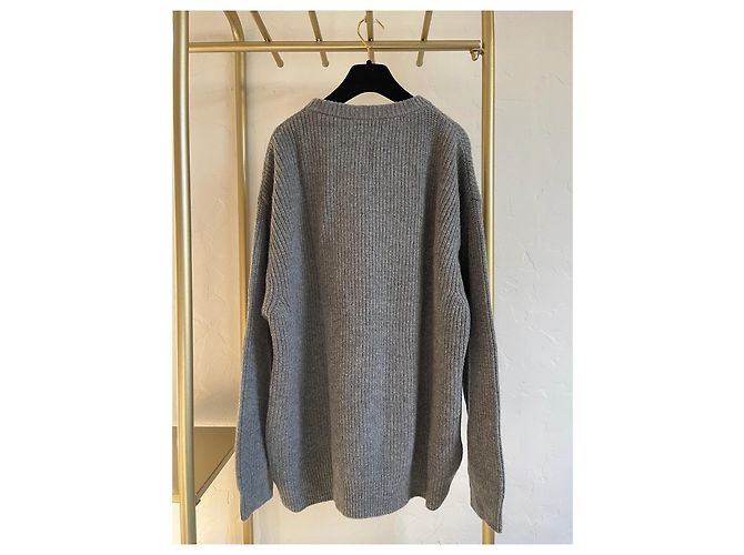 Pull Céline en laine gris avec logo - vue 2