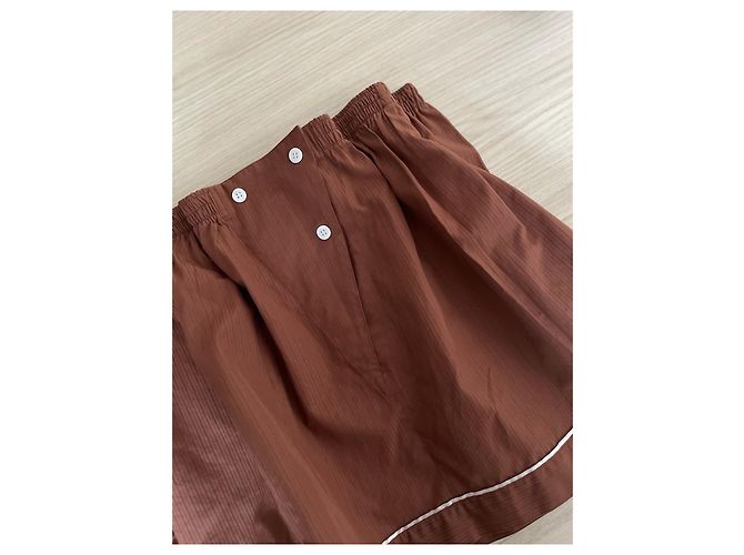Shorts Prada Khaki de Algodón con Cuadros Madras - vista 4