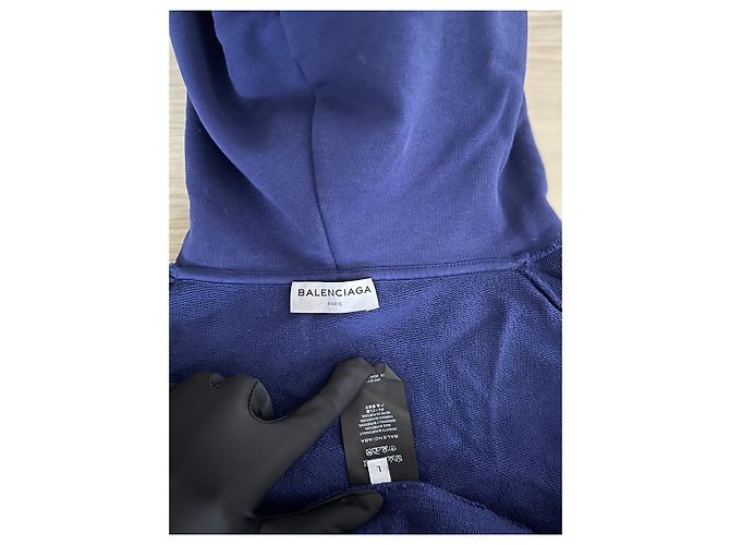 Sweatshirt com capuz Balenciaga em malha azul de algodão - vista 3