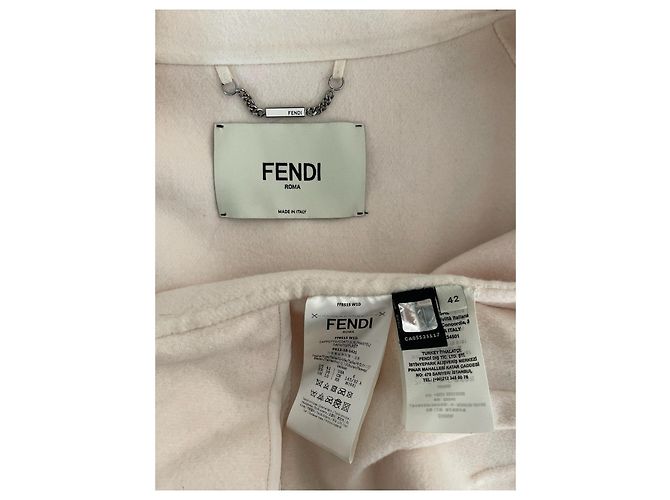 Fendi Mantel Beige aus Kaschmir mit Federbesatz - Ansicht 3