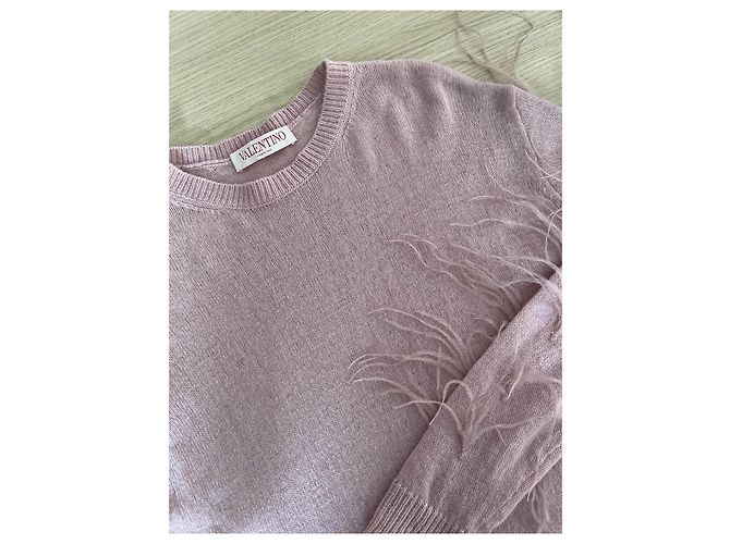 Valentino Garavani Rosa Wollstrickjacke mit Federdetail - Ansicht 4