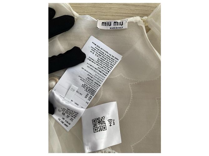 Top Miu Miu de seda em gaze transparente com colarinho pétala - vista 3