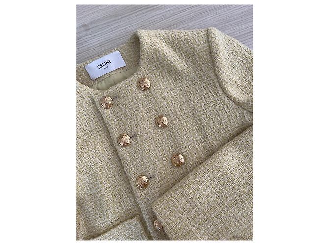 Céline Yellow Tweed Jacket with Gold Buttons - view 4