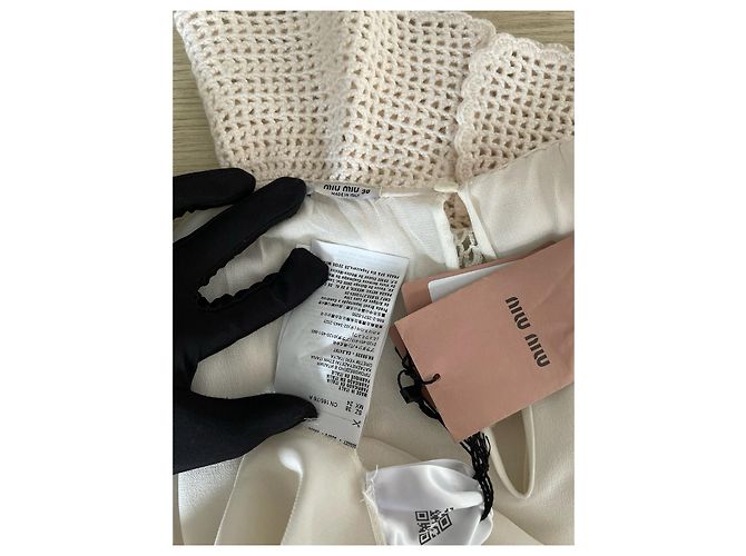 Vestido Miu Miu de seda com colarinho boneca e mangas compridas - vista 3