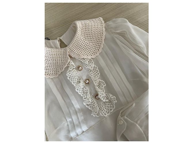 Vestido Miu Miu de seda com colarinho boneca e mangas compridas - vista 4