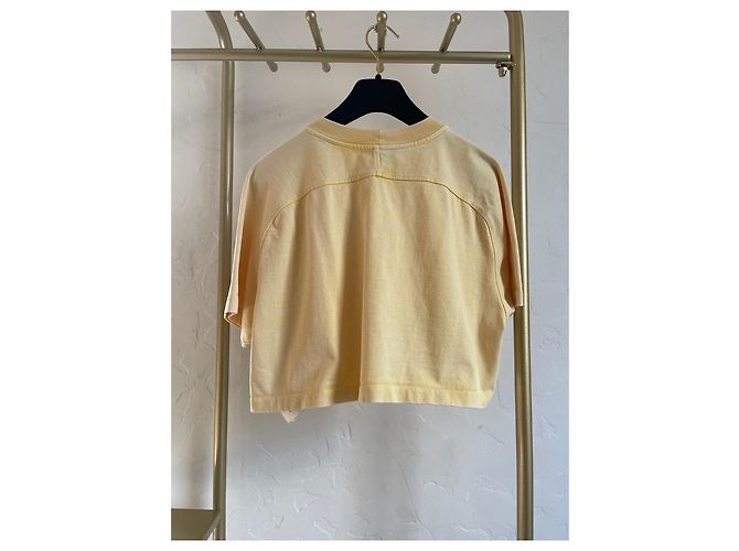 Top Louis Vuitton in Cotone Giallo con Dettaglio Logo Catena - vista 2