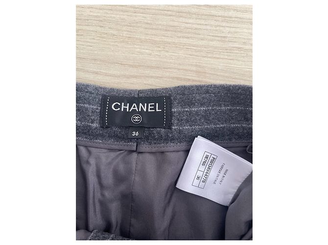 Pantalones Chanel de Lana con Rayas de Tiro Alto - vista 3