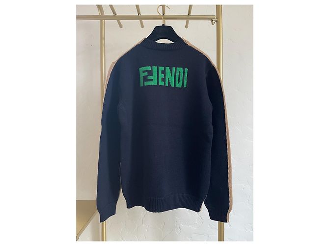 Pull Fendi en laine color-block - vue 2