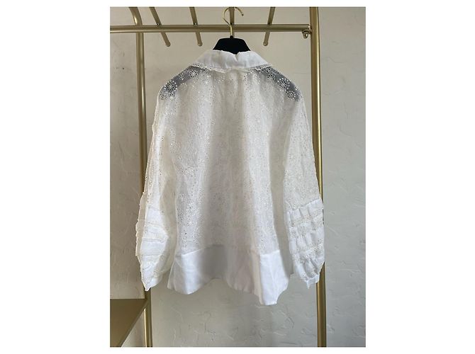 Valentino Garavani Top Valentino Blanco de Algodón con Encaje Eyelet - vista 2