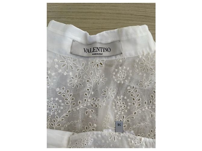 Valentino Garavani Top Valentino Blanco de Algodón con Encaje Eyelet - vista 3
