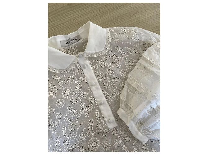 Valentino Garavani Top Valentino Blanco de Algodón con Encaje Eyelet - vista 4