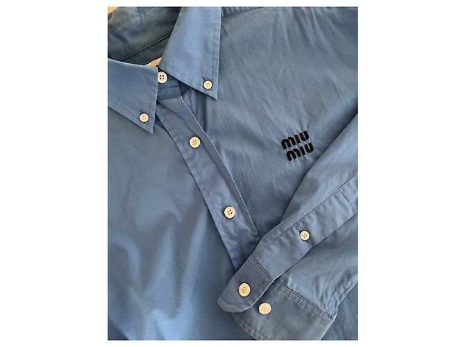 Top Miu Miu de algodão azul - vista 5