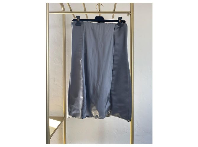 Prada Kleid aus grauer Seide trägerlos Satin - Ansicht 2