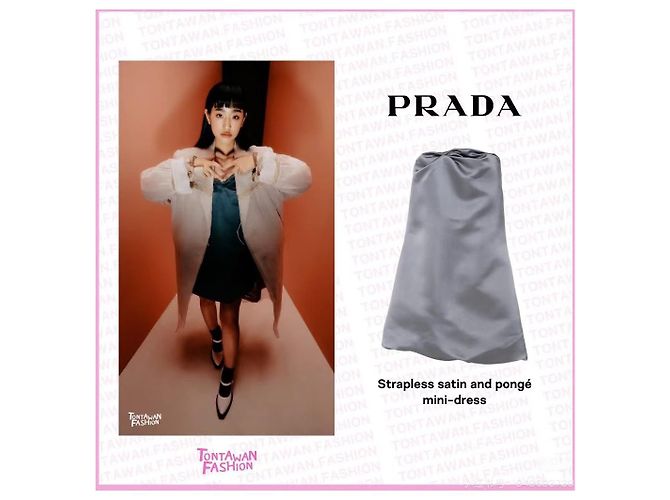 Prada Kleid aus grauer Seide trägerlos Satin - Ansicht 5