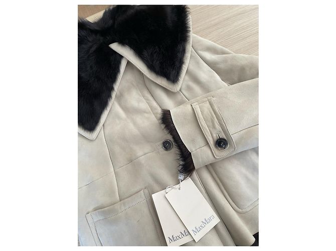 Cappotto Max Mara in shearling nero taglia 40 - vista 4
