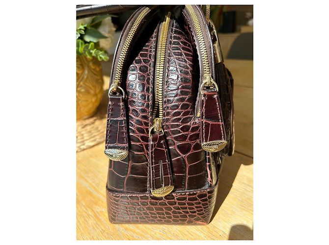 Lancel Adjani Set Borsa e Portafoglio in Pelle Effetto Coccodrillo Marrone - vista 11