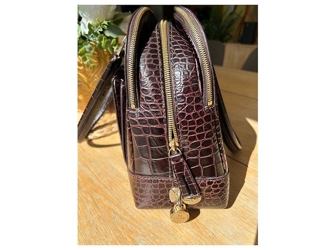 Lancel Adjani Set Borsa e Portafoglio in Pelle Effetto Coccodrillo Marrone - vista 12