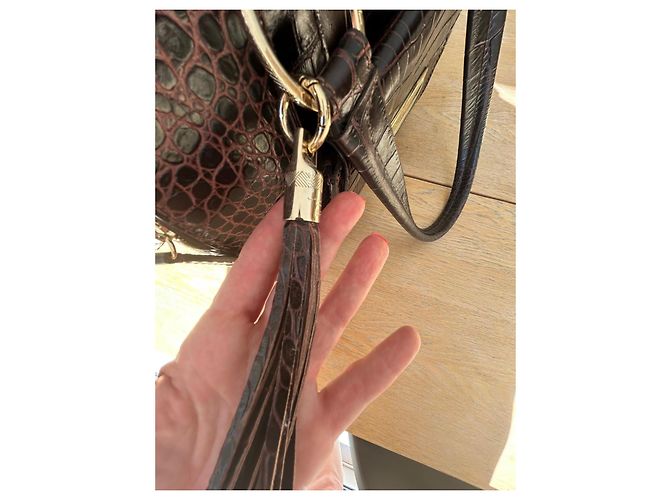 Lancel Adjani Set Borsa e Portafoglio in Pelle Effetto Coccodrillo Marrone - vista 15