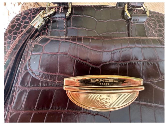 Lancel Adjani Set Borsa e Portafoglio in Pelle Effetto Coccodrillo Marrone - vista 2