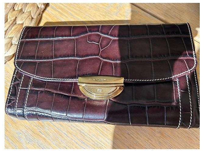 Lancel Adjani Set Borsa e Portafoglio in Pelle Effetto Coccodrillo Marrone - vista 4