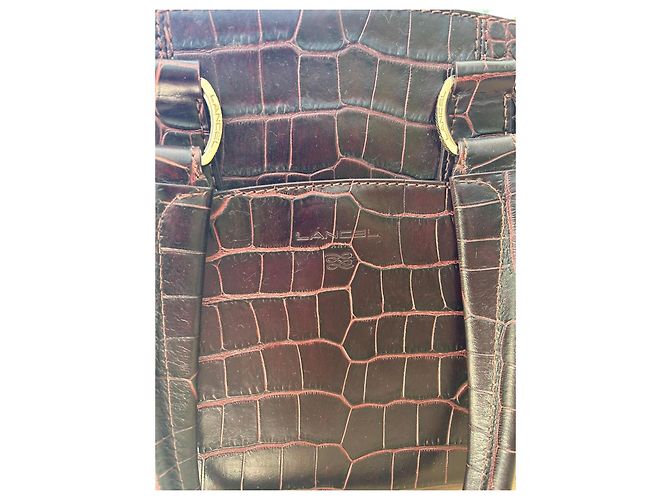 Lancel Adjani Set Borsa e Portafoglio in Pelle Effetto Coccodrillo Marrone - vista 8