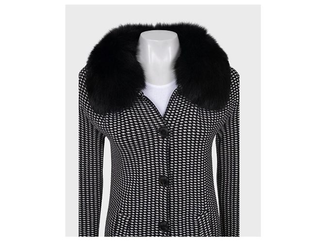 Christian Dior Black & White Wool  Coat Sz. S Pre-owned - view 4