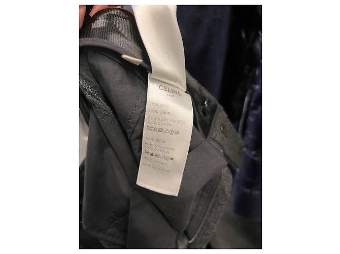 16 Céline Celine Gray Wool Suit: Dbl-Breasted Jacket & Tapered Pants Sz/36 Pre-owned - view 10