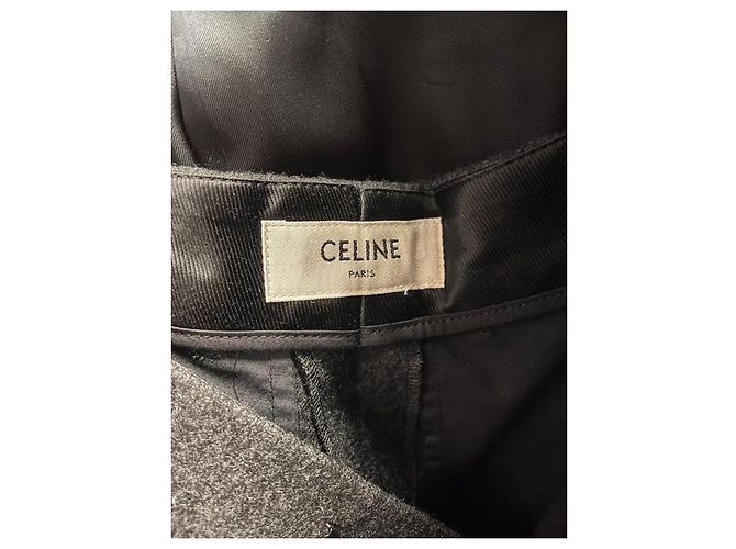 16 Céline Celine Gray Wool Suit: Dbl-Breasted Jacket & Tapered Pants Sz/36 Pre-owned - view 11