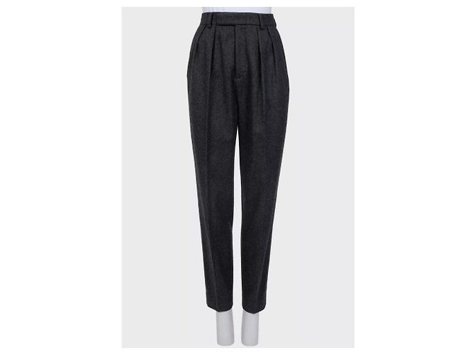 16 Céline Celine Gray Wool Suit: Dbl-Breasted Jacket & Tapered Pants Sz/36 Pre-owned - view 3