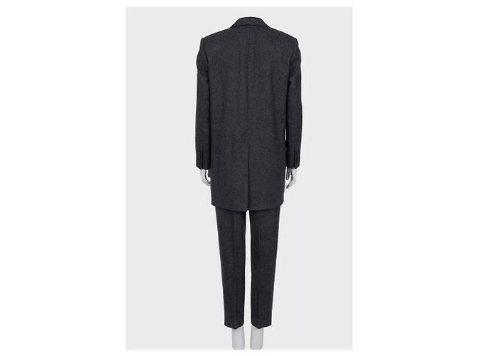 16 Céline Celine Gray Wool Suit: Dbl-Breasted Jacket & Tapered Pants Sz/36 Pre-owned - view 5