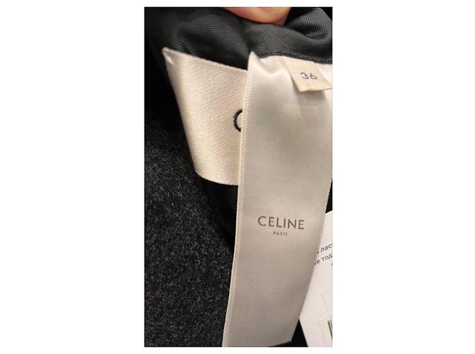 16 Céline Celine Gray Wool Suit: Dbl-Breasted Jacket & Tapered Pants Sz/36 Pre-owned - view 8