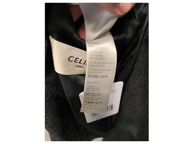 16 Céline Celine Gray Wool Suit: Dbl-Breasted Jacket & Tapered Pants Sz/36 Pre-owned - view 9