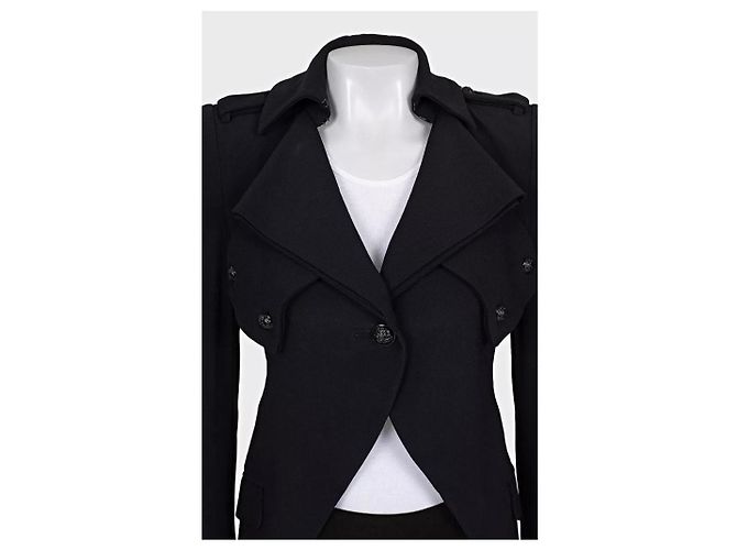Alexander McQueen taillierter schwarzer Blazer, voluminöse Schultern, gebraucht - Ansicht 4