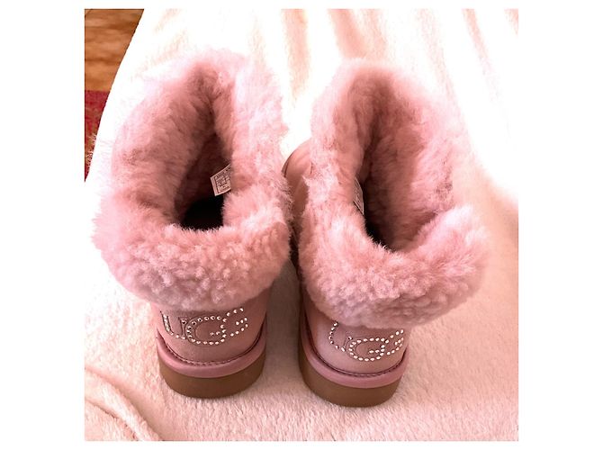 Stivali UGG Classic Mini Bling Rosa Camoscio - vista 9